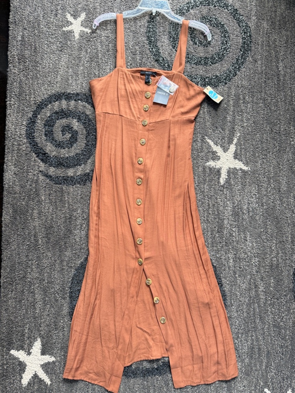 Forever 21 Rust Button-Front Midi Dress
